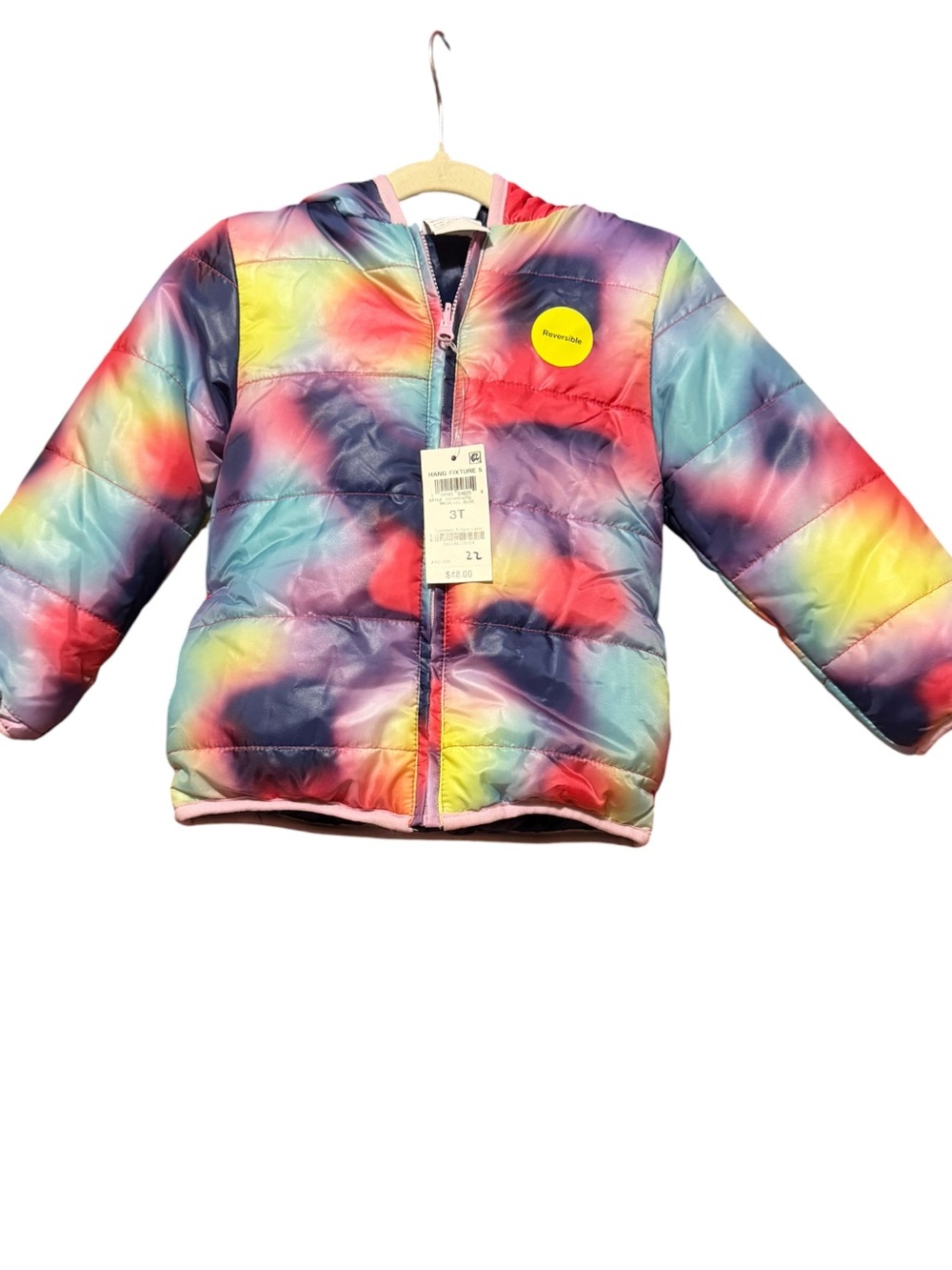 Epic Threads Rainbow Puffer Jacket with Hood - Multicolor Reversible NWT Size 3T